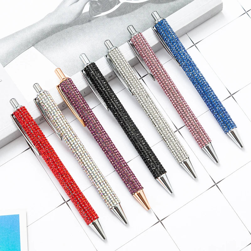 Press Metal Ballpoint Pens Diamond Multi-color Gift Pen Creative Office Supplies Student Stationary Supplies Accessory