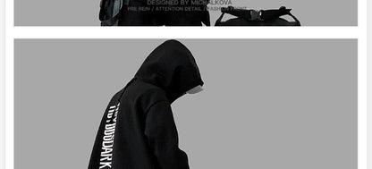 Emo Men Japanese Harajuku Sweatshirt Oversize Hoodie Korean Cloak Hip Hop Gothic Outwear Streetwear Techwear Coat Tops Clothes