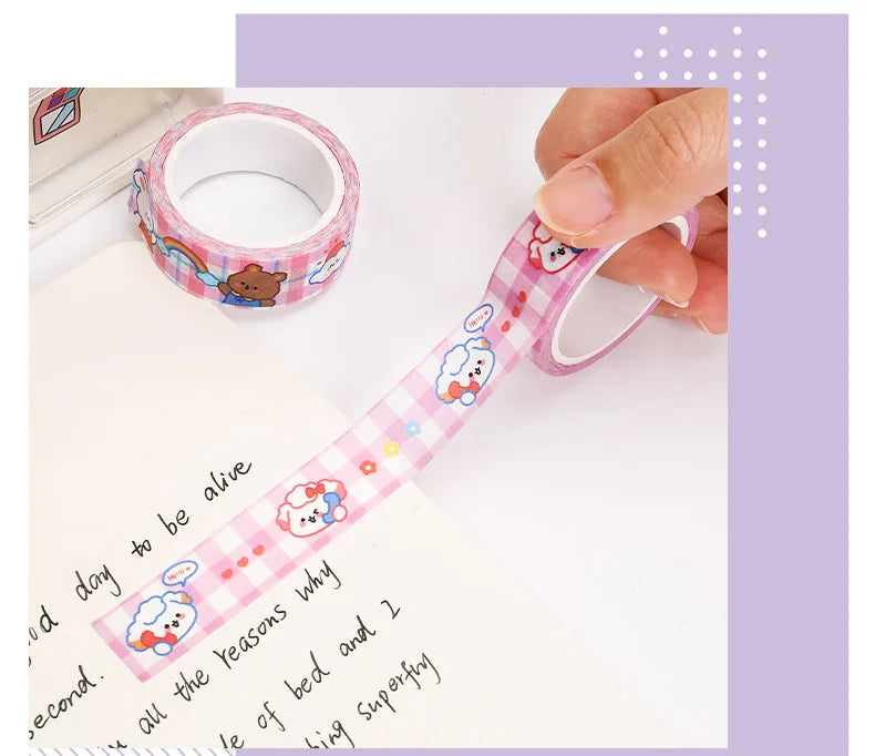 1 Piece 5m Masking Tape Decorative Adhesive Scrapbooking Bear Rabbit Album Stationery Washi Tape Stationery Stickers Photo Diary