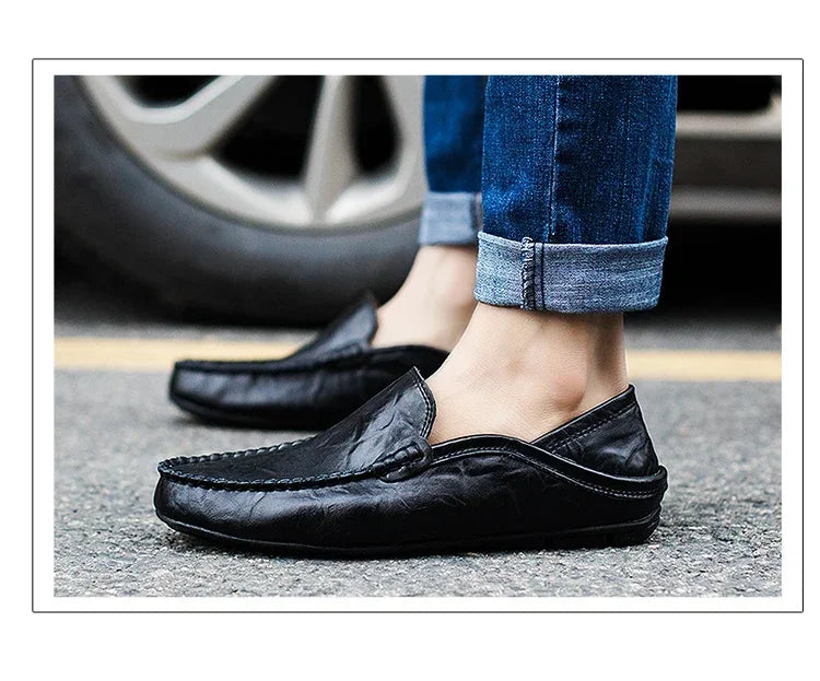 Genuine Leather Men Shoes Casual  Mens Loafers Moccasins Luxury Brand Formal Slip on Male Boat Shoes Zapatos De Hombre