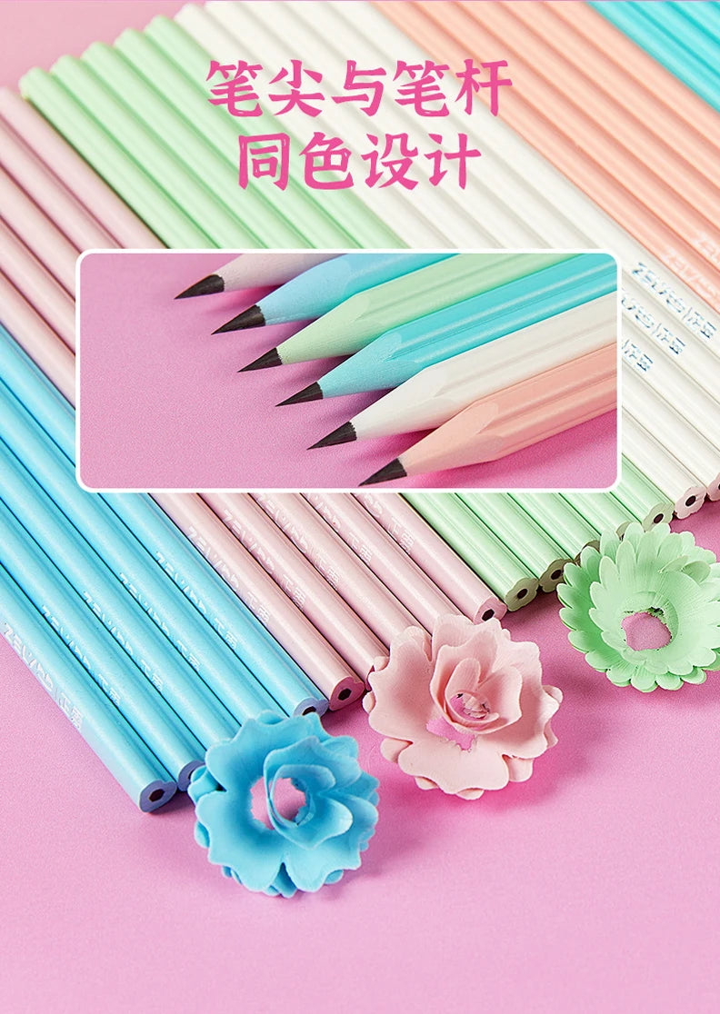 50Pcs/Pack 2B/HB Pencils Petal flower pencil love heart Standard Pencil Macaron color Cute Stationery Office School Supplies