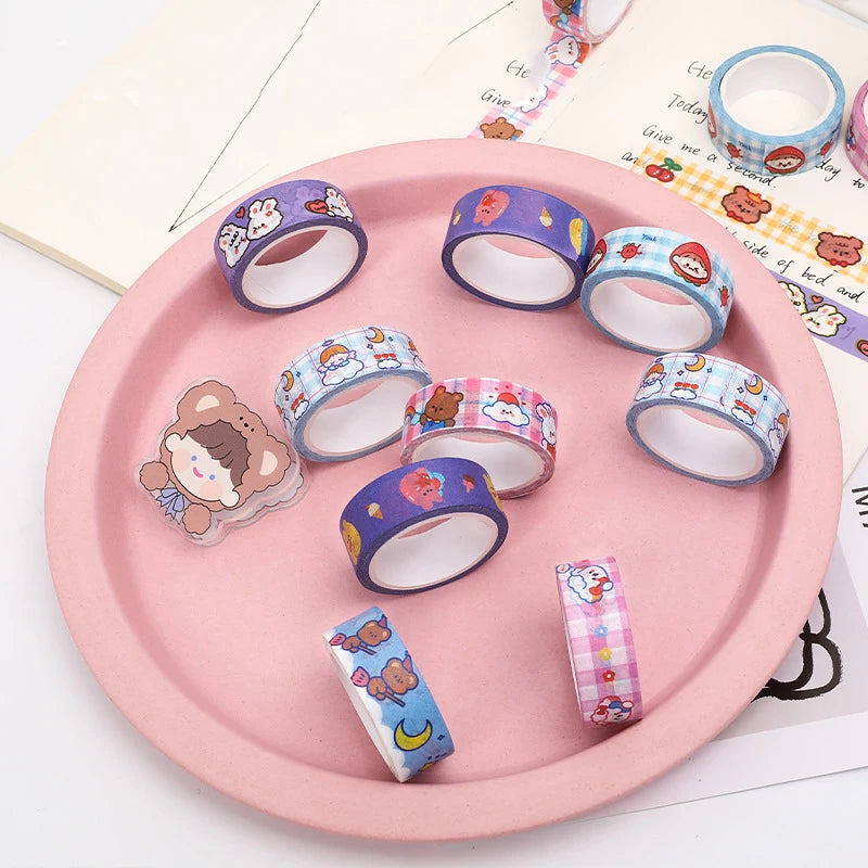 1 Piece 5m Masking Tape Decorative Adhesive Scrapbooking Bear Rabbit Album Stationery Washi Tape Stationery Stickers Photo Diary