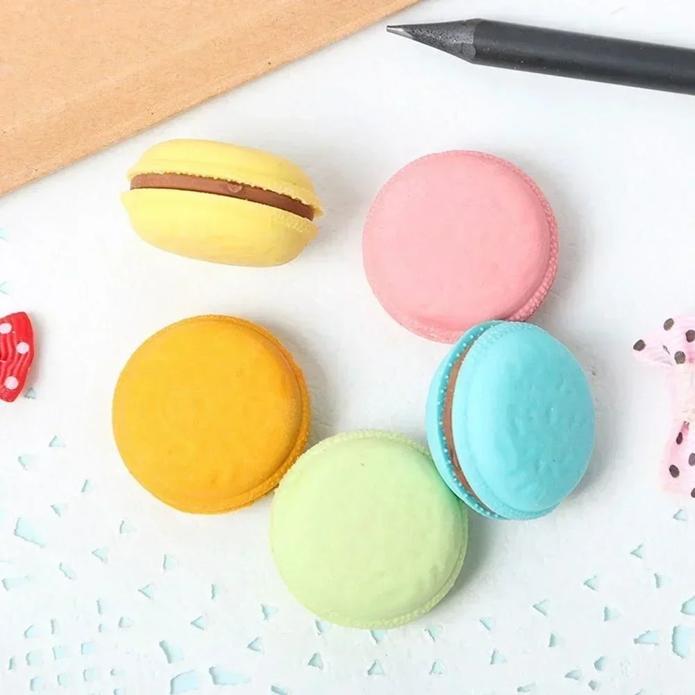 5-pack of cute creative stationery macaron sandwich cookies rubber candy color children’s rubber award stationery