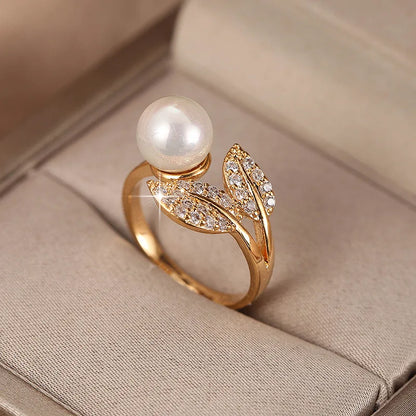 Fashion Leaf Open Adjustable Rings for Women Jewelry