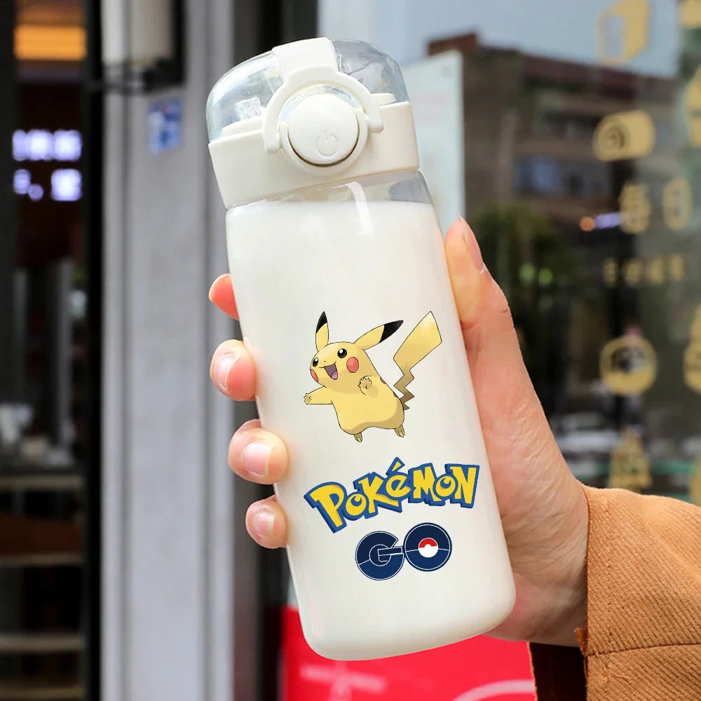 400ML/600ML Anime Pokemon Portable Sports Straws Water Cup Pikachu Charizard Outdoor Camping Fitness Kids Plastic Water Bottle