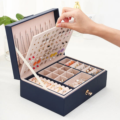 Jewelry Box for Women Girls,Jewelry Organizer Container ,PU Leather Storage Case with Removable Tray,Jewelry Display Holder