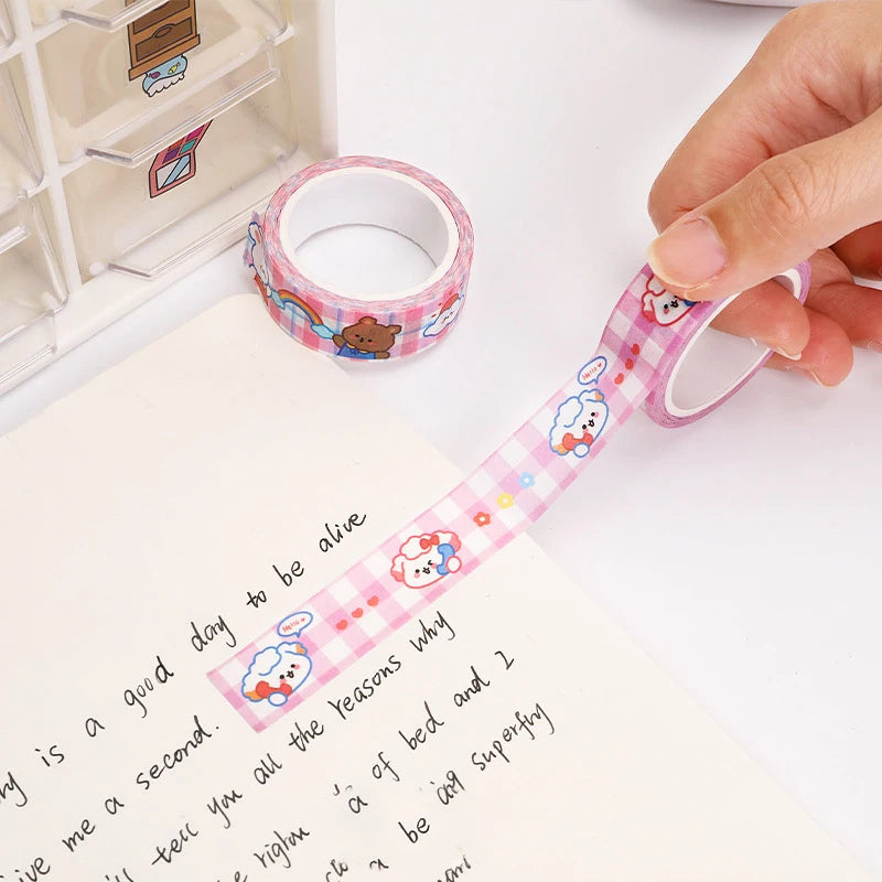 1 Piece 5m Masking Tape Decorative Adhesive Scrapbooking Bear Rabbit Album Stationery Washi Tape Stationery Stickers Photo Diary