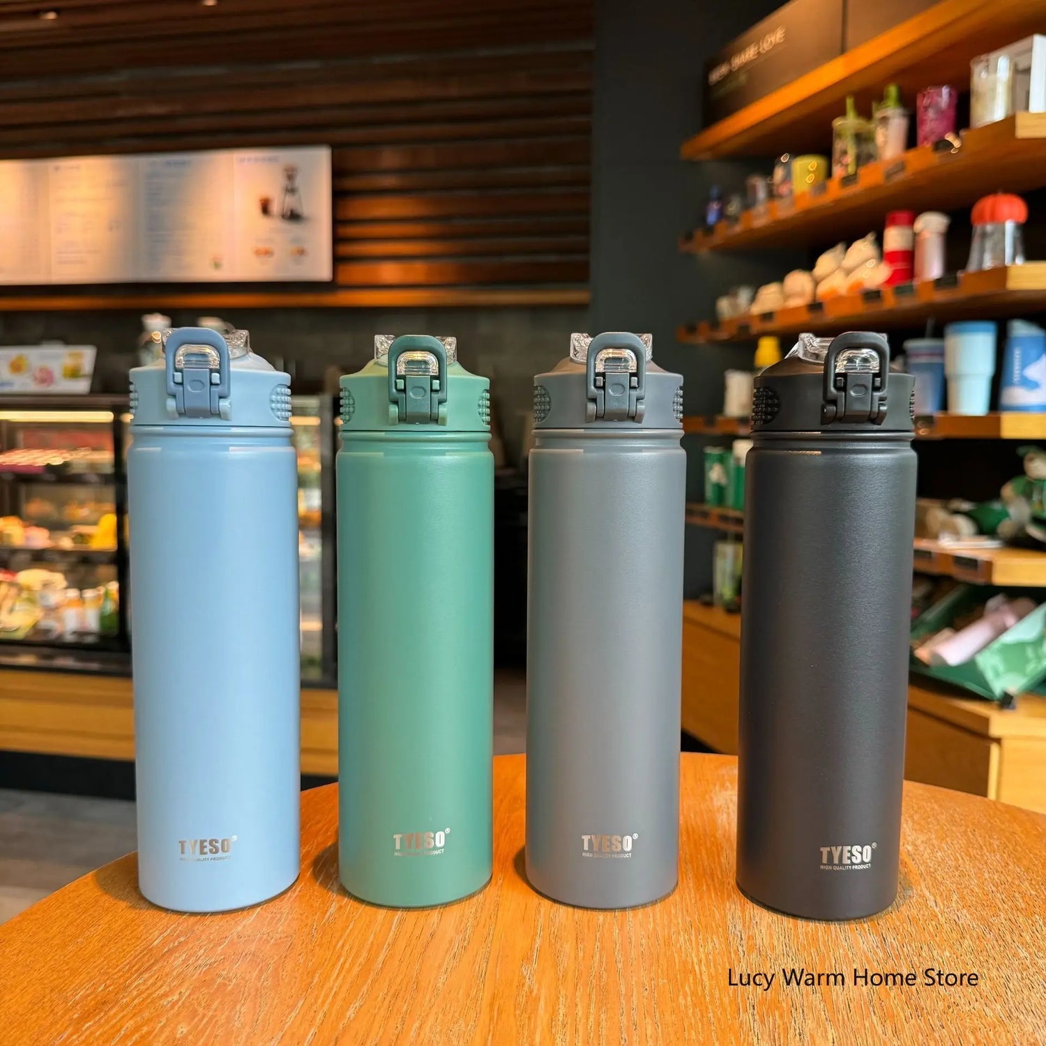 Tyeso Thermos Cup with Straw 600/750ml Stainless Steel Thermal Bottle Cover Insulation Straight Cup Flask Water Tumbler Mug