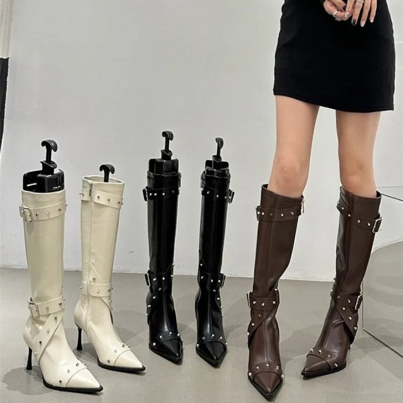 New Style Thin High Heel Women Boots 2024 Pointed Toe Women&