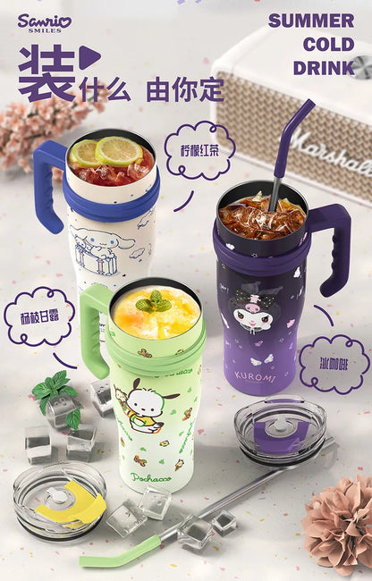 Sanrio Thermos Bottle 1200ml Kuromi Cinnamoroll Sippy Water Cup Vacuum Flask Kawaii Stainless Steel High Capacity Insulated Mug