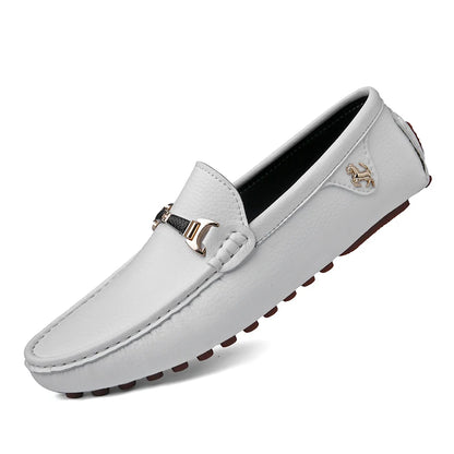 2022 White Loafers Men Handmade Leather Shoes Black Casual Driving Flats Blue Slip-On Moccasins Boat Shoes Plus Size 46 47 48