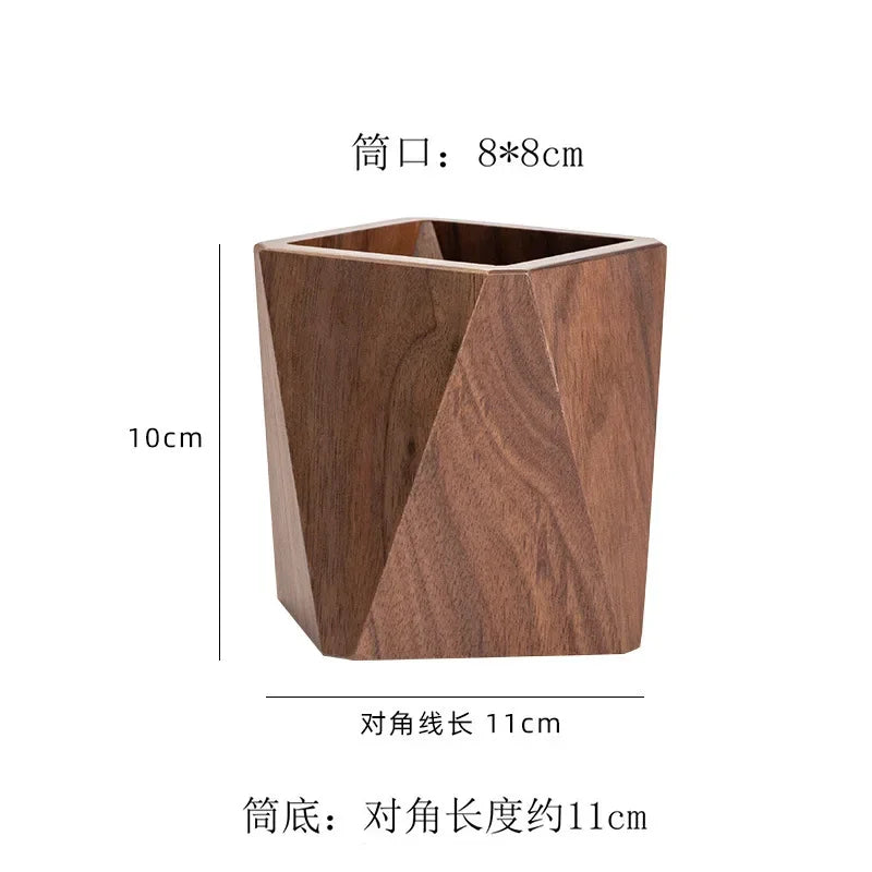 New Walnut Wood Pen Holder Desk Writing Stationary Organizer Wooden Writing Materials Holder Office School Supplies Gift