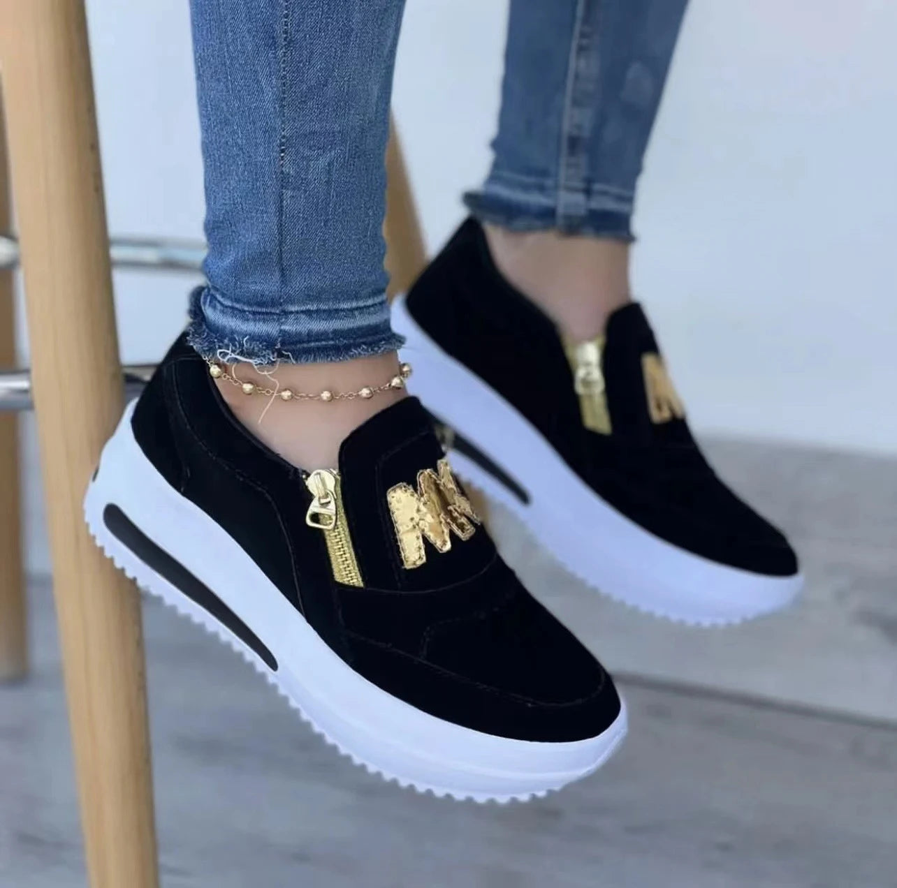 2023 Women Sneakers Casual Printed Platform Shoes Fashion Side Zipper Vulcanized Shoes Zapatillas Mujer Women Shoes