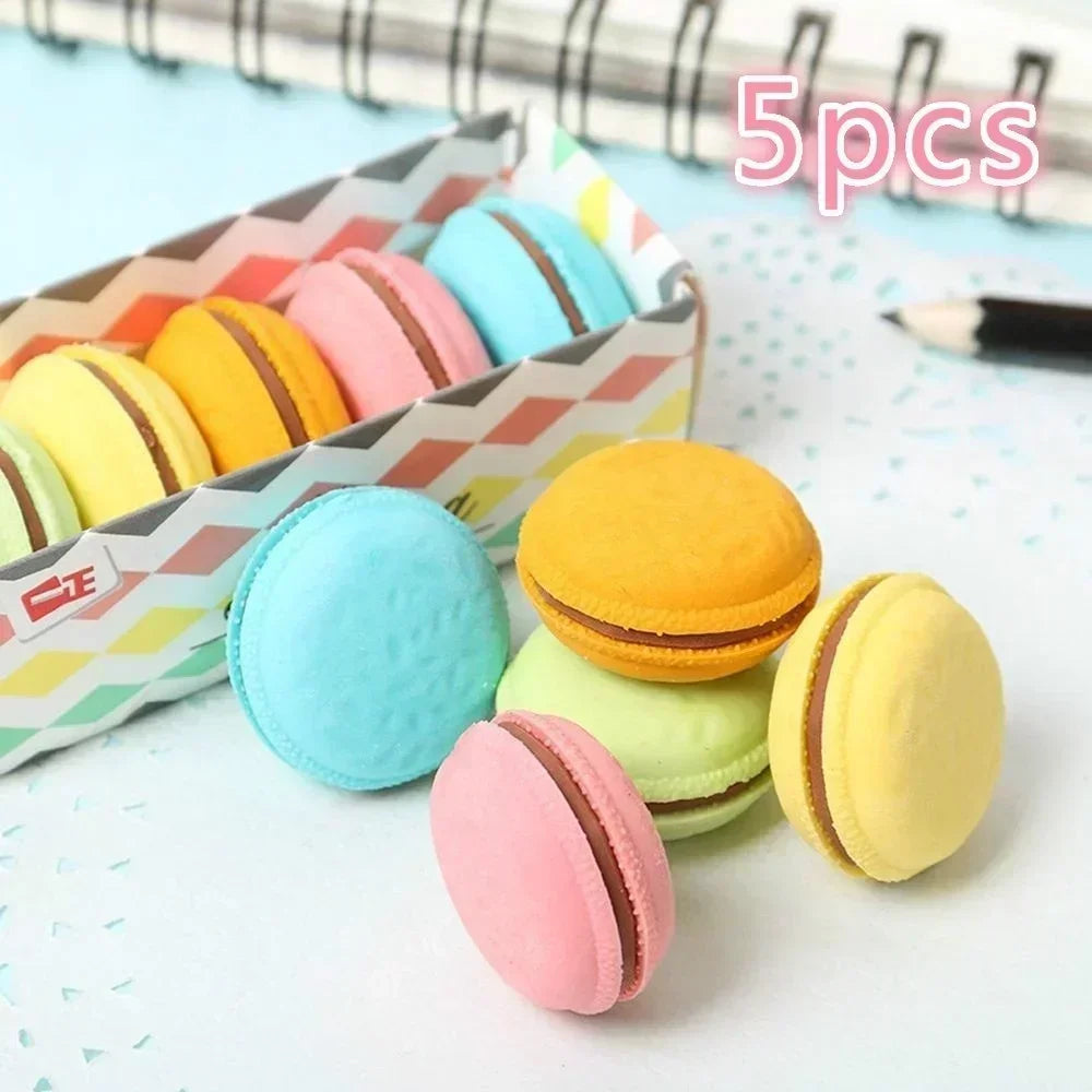 5-pack of cute creative stationery macaron sandwich cookies rubber candy color children’s rubber award stationery