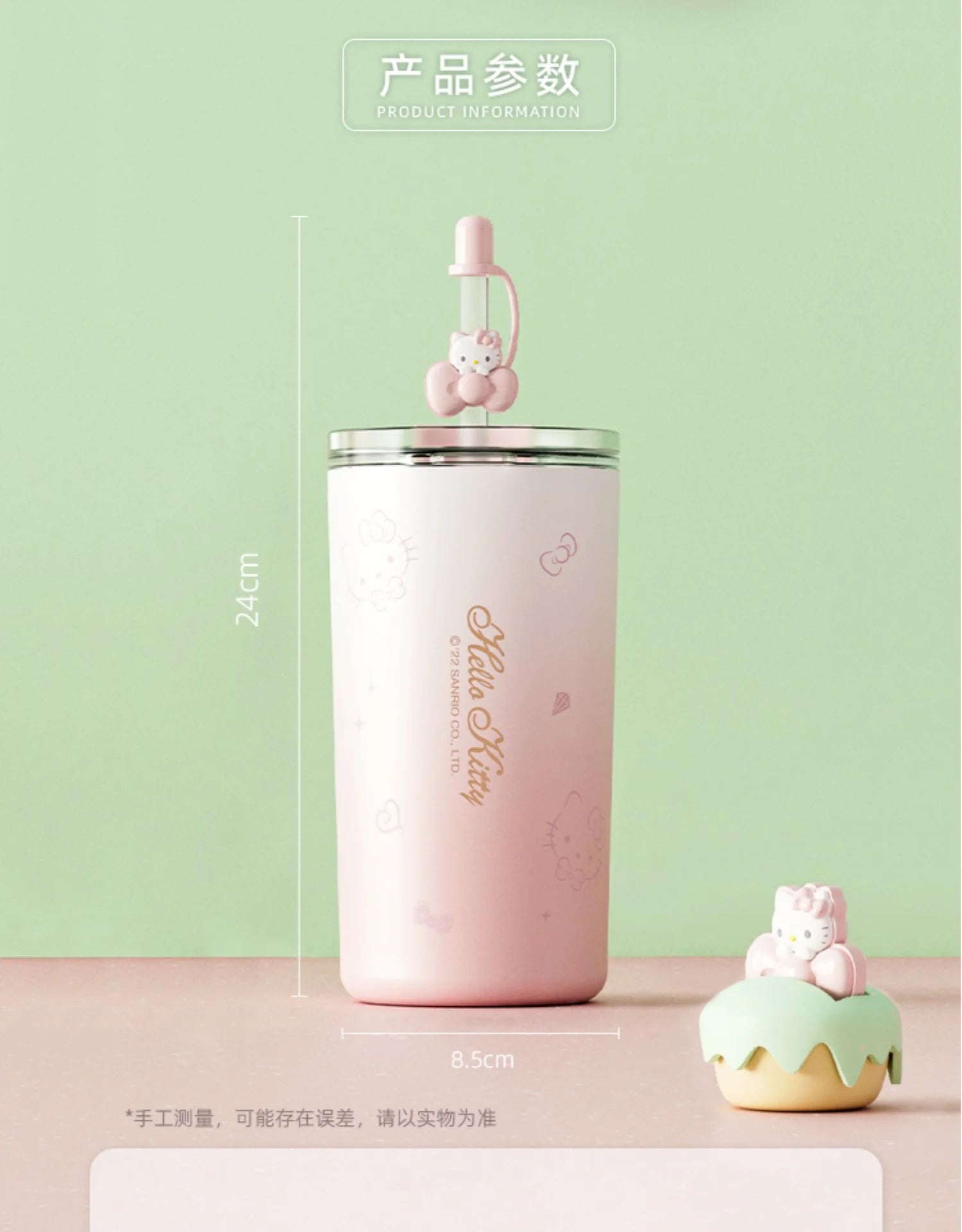 Sanrio Kawaii Hello Kitty Water Cup Student Cartoon Anime 480ML Portable Straw Direct Drink Thermos Cup Office Coffee Cup Gift