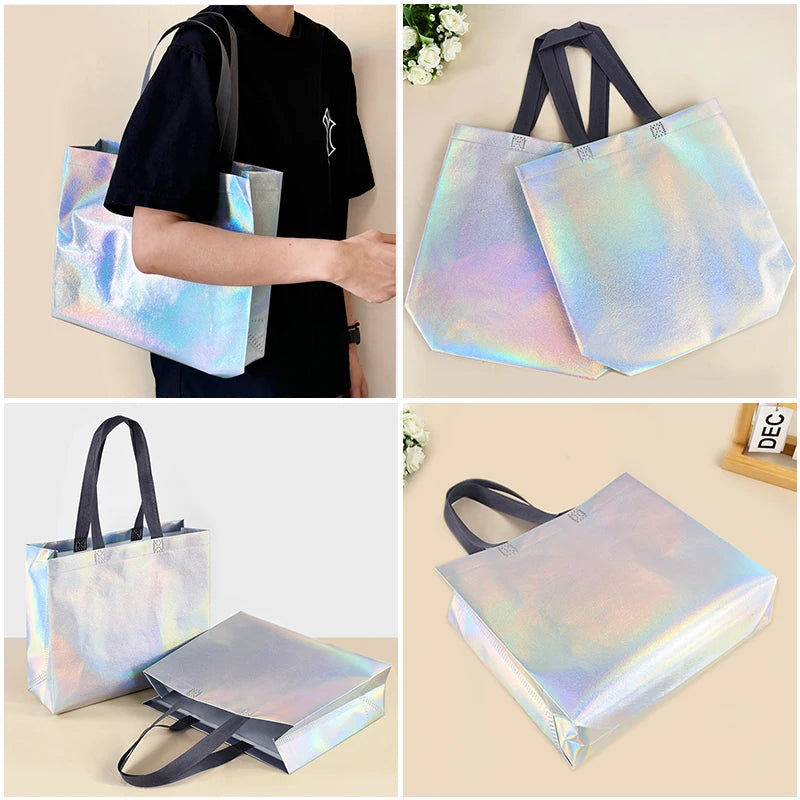 1/5/10Pcs Iridescent Gift Bags for Wedding Birthday Party Christmas Gift Packaging Bachelorette Party Bridesmaid Gift Supplies