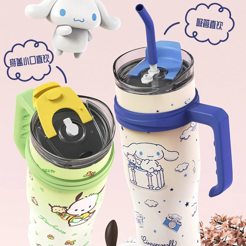 Sanrio Thermos Bottle 1200ml Kuromi Cinnamoroll Sippy Water Cup Vacuum Flask Kawaii Stainless Steel High Capacity Insulated Mug