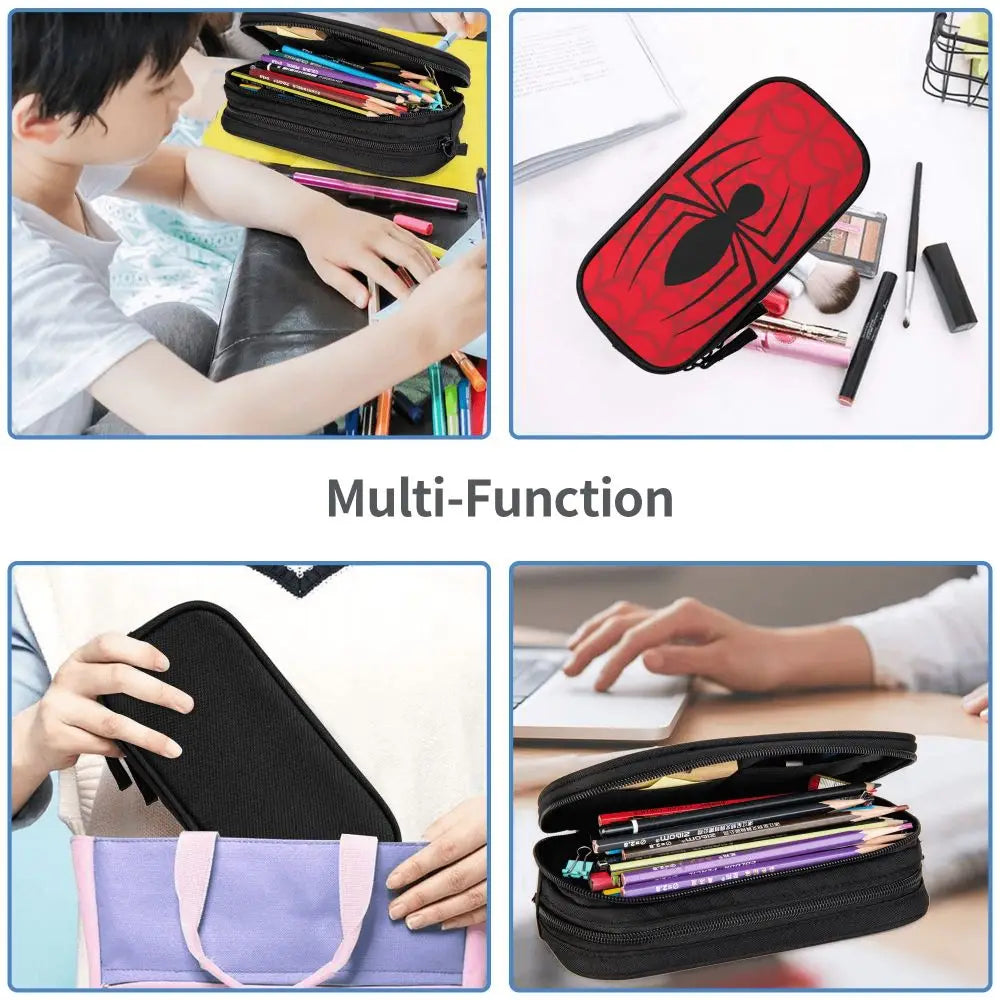 Spider Man Skinny Spider Logo Pencil Case Classic Pen Holder Bags Student Big Capacity Students School Zipper Pencilcases