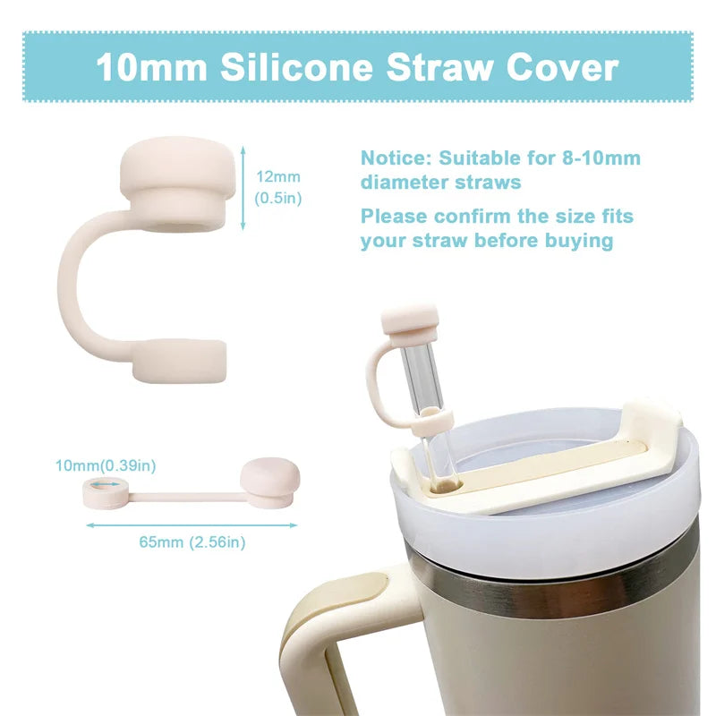 Straw Covers Cap Reusable Silicone Straw Toppers Compatible With Stanley Cup Spill Leak Stopper Splash Dust Proof Straws Cover