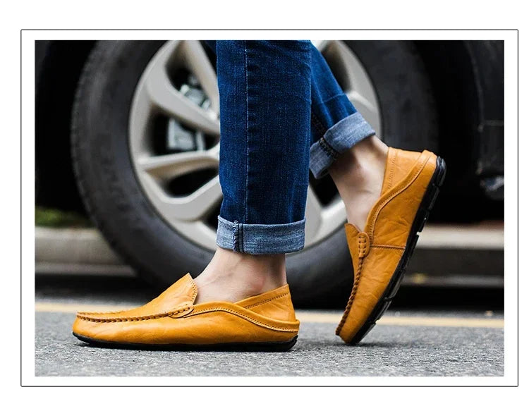 Genuine Leather Men Shoes Casual  Mens Loafers Moccasins Luxury Brand Formal Slip on Male Boat Shoes Zapatos De Hombre