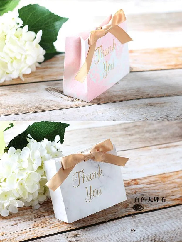 30pcs Pink / white marble style Candy Boxes Chocolate Bag baby shower Party Wedding Favors thank you souvenirs Gift Bag wrapper