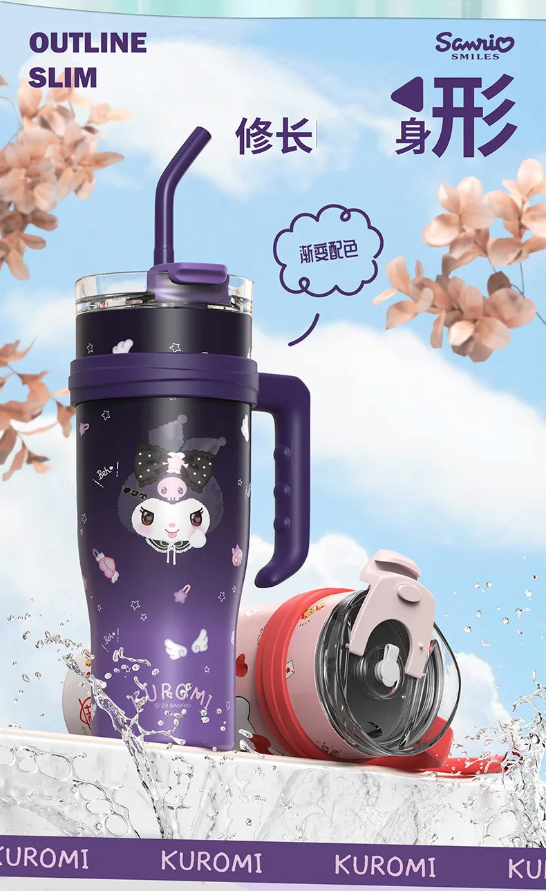 Sanrio Thermos Bottle 1200ml Kuromi Cinnamoroll Sippy Water Cup Vacuum Flask Kawaii Stainless Steel High Capacity Insulated Mug