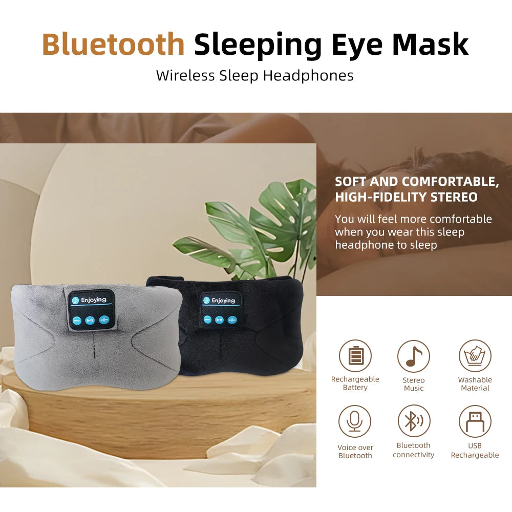 Bluetooth Sleeping Mask Blindfold Wireless Headphones for Sleeping, Breathable Headband Headphones Music Eye Mask