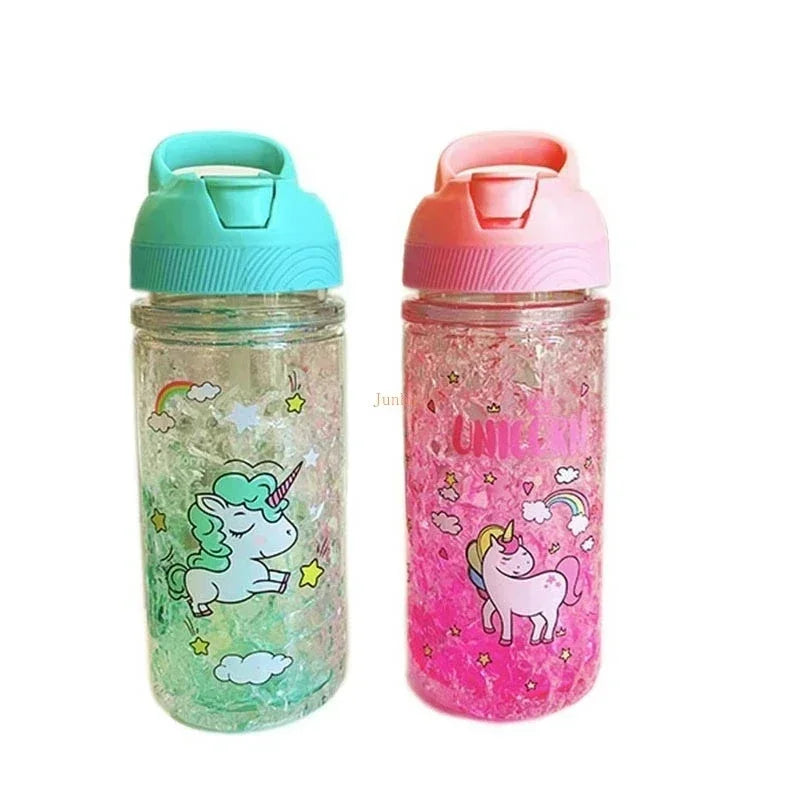 Stylish Double Straw Unicorn Ice Cup Summer Cold Drink Juice Coffee Water Cup Boy&