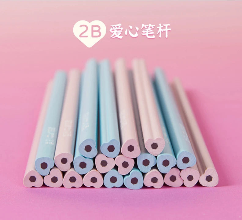 50Pcs/Pack 2B/HB Pencils Petal flower pencil love heart Standard Pencil Macaron color Cute Stationery Office School Supplies