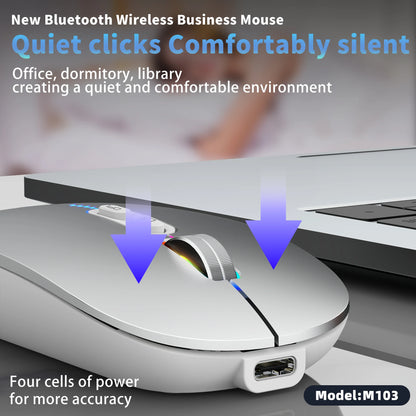 Ultra-thin 3 Modes 2.4Ghz USB and 2 Bluetooth 5.1 Wireless Mouse Power Display Ergonomic Rechargeable Silent Mice for PC Laptop