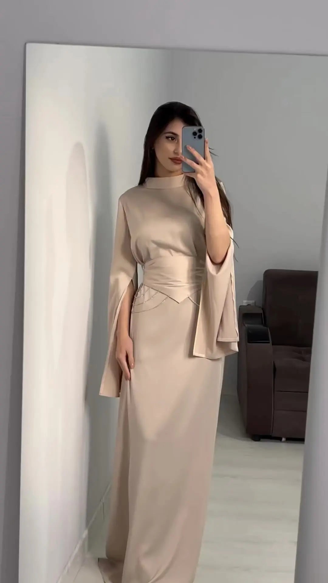 Eid Muslim Party Dress Satin Abaya for Women Slim Fit Split Sleeve Jalabiya Ramadan Long Dresses Woman Robe Vestidos Largos 2024