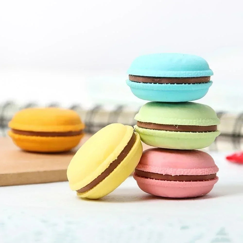 5-pack of cute creative stationery macaron sandwich cookies rubber candy color children’s rubber award stationery