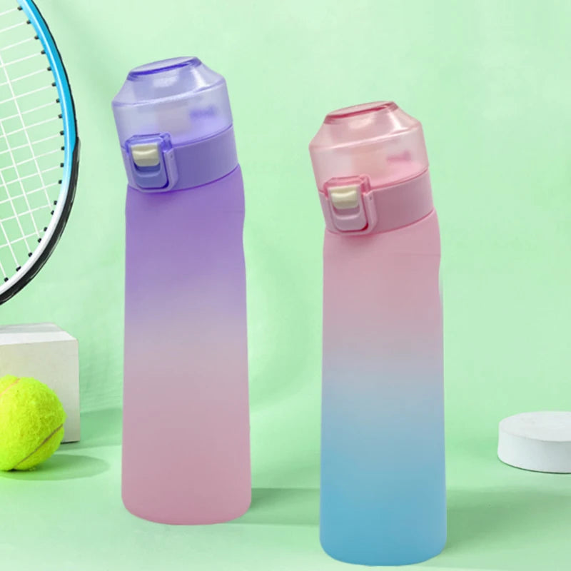 LUSQI Air Flavored Water Bottle With 7 Flavor Ring Sports Fashion Straw Tritan Plastic Cup Suitable for Outdoor Sports Fitness