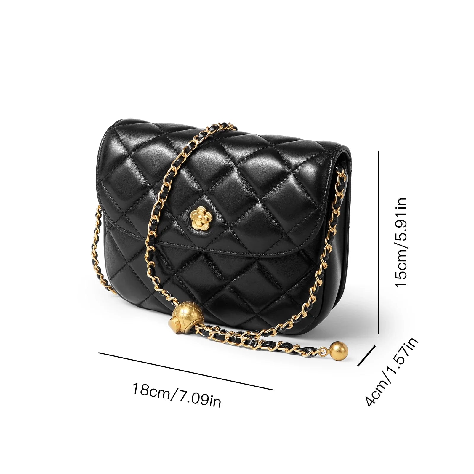 TOUTOU Quilted Genuine Leather Square Bags Original Hardware Flower Shoulder Bag Luxury Designer Women&