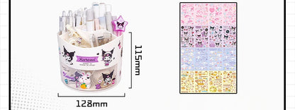 Miniso Sanrio Rotating Pen Holder Storage Box Desk Organizer &amp; Kawaii Sanrio Cinnamoroll Stickers Cute Stationery Storage Girls