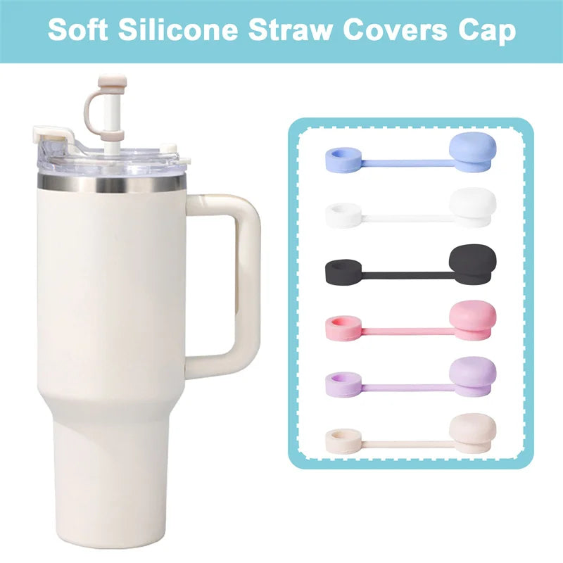 Straw Covers Cap Reusable Silicone Straw Toppers Compatible With Stanley Cup Spill Leak Stopper Splash Dust Proof Straws Cover