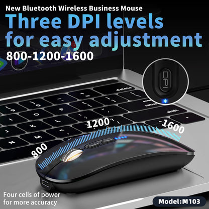 Ultra-thin 3 Modes 2.4Ghz USB and 2 Bluetooth 5.1 Wireless Mouse Power Display Ergonomic Rechargeable Silent Mice for PC Laptop