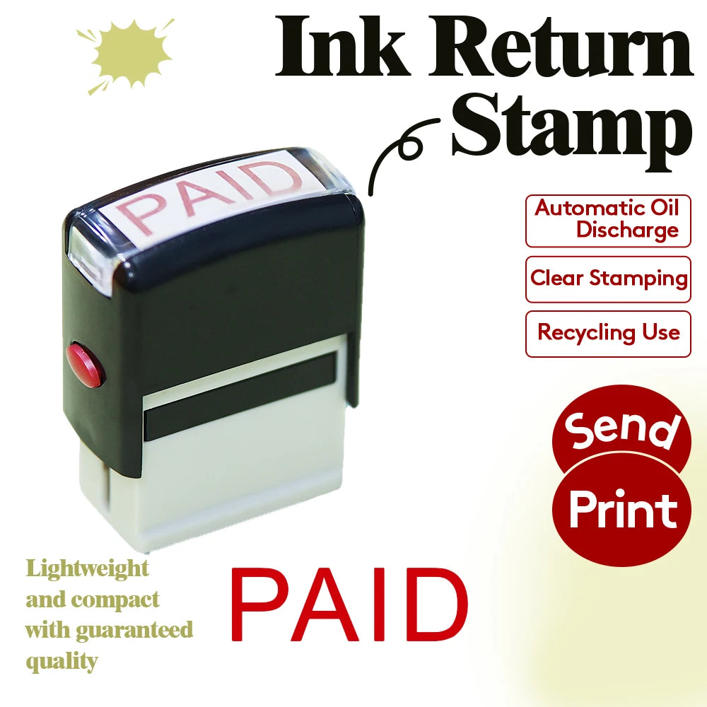 Office stamp Reinking stamp 1 piece of office stationery stamp from the ink red black work automatic ink out payment