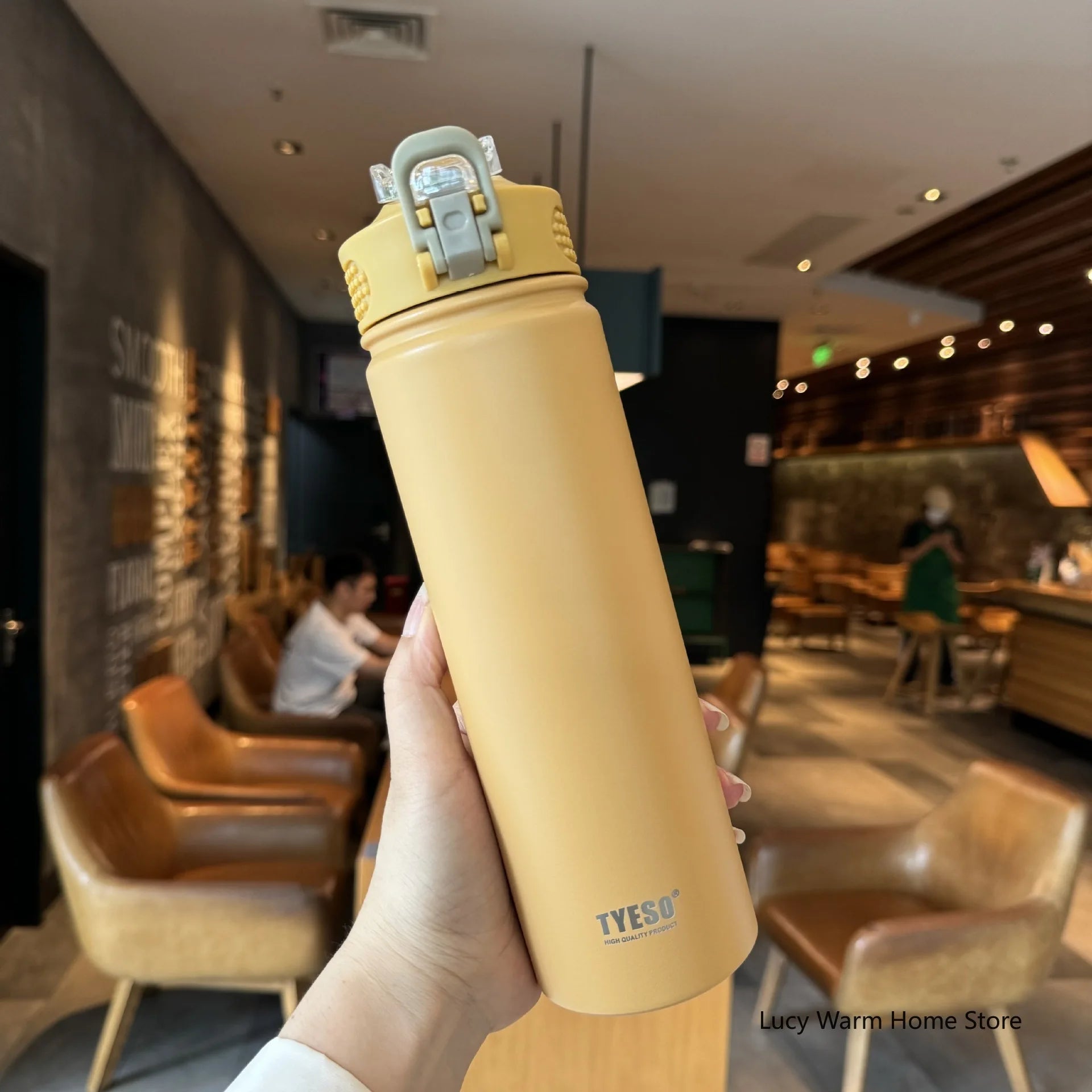 Tyeso Thermos Cup with Straw 600/750ml Stainless Steel Thermal Bottle Cover Insulation Straight Cup Flask Water Tumbler Mug