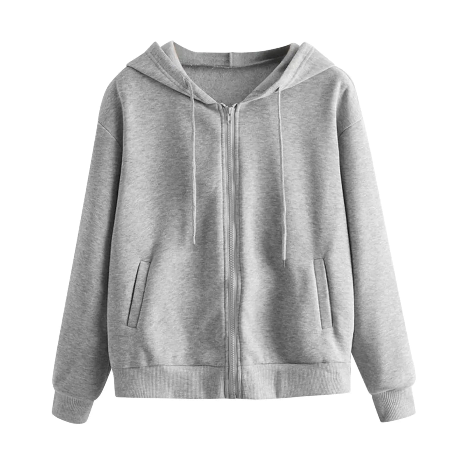 2024 Women Sweatshirt Hoodies Spring New Fashion Casual White Gray Black Zipper Hooded Sweatshirt Long Sleeve Coat Pullovers