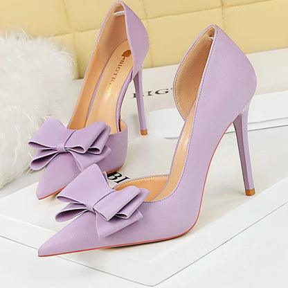 BIGTREE Shoes Bowknot Women Pumps Fashion High Heels Women Shoes Sexy Party Shoes Stilettos Office Shoes Silks Satins Lady Heels