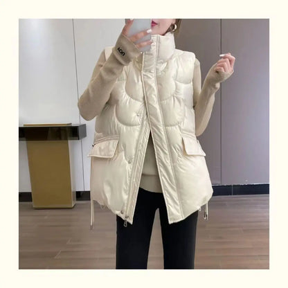 2024 New Down Cotton Waistcoat Womens Autumn Winter Parkas Thicken Warm Cotton-Padded Vests Coat Female Sleeveless Puffer Vests