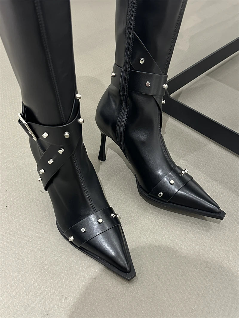 New Style Thin High Heel Women Boots 2024 Pointed Toe Women&