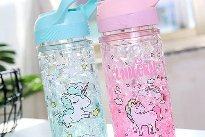 Stylish Double Straw Unicorn Ice Cup Summer Cold Drink Juice Coffee Water Cup Boy&