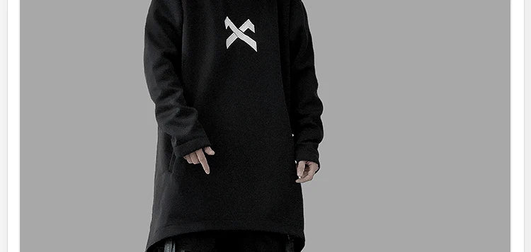 Emo Men Japanese Harajuku Sweatshirt Oversize Hoodie Korean Cloak Hip Hop Gothic Outwear Streetwear Techwear Coat Tops Clothes