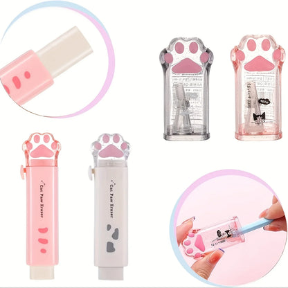 4pcs Cute Stationery Set,Kawaii School Supplies, 2 Retractable Erasers And 2 Pencil Sharpeners,Kawaii Office School Supplies