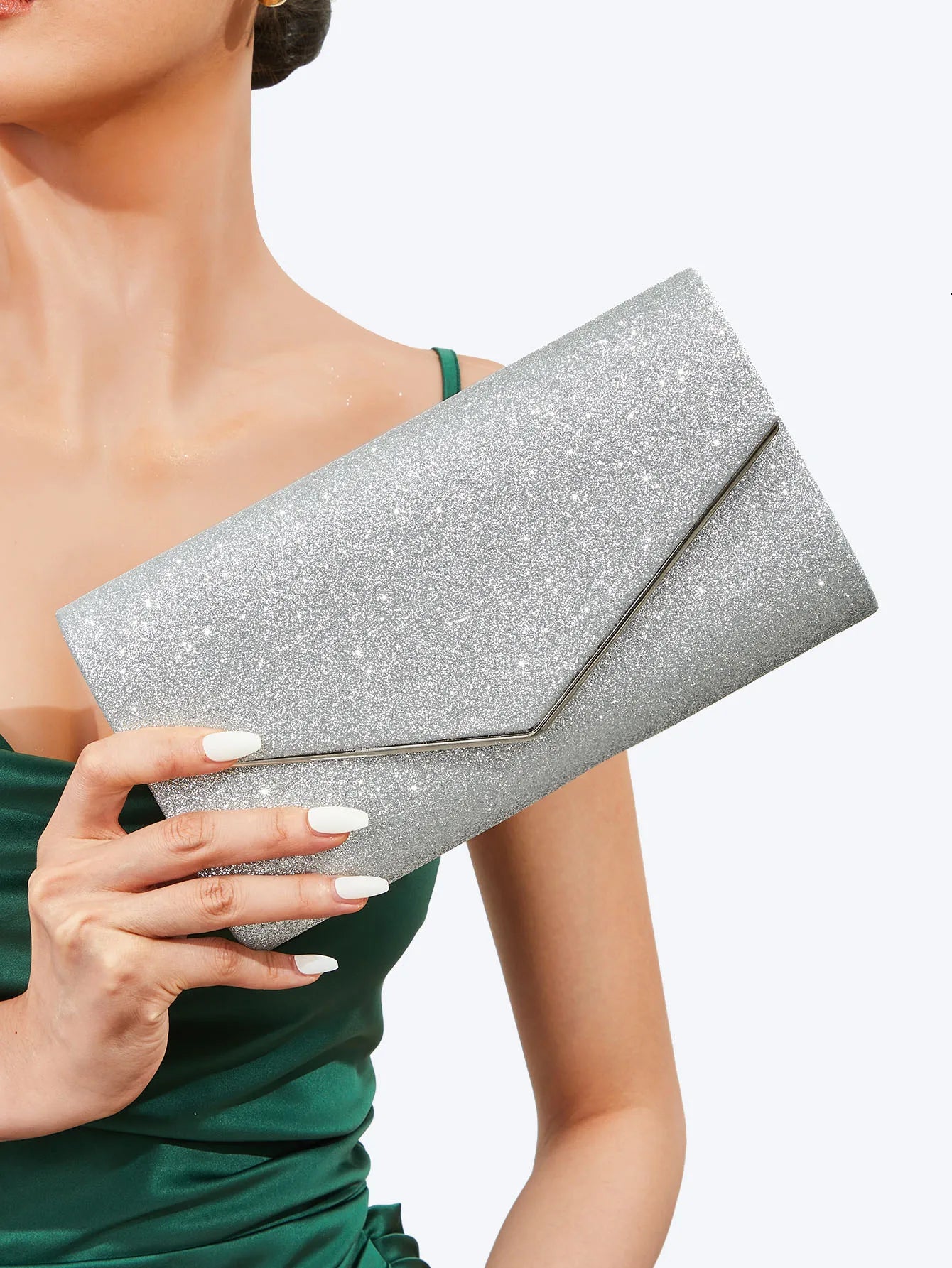 Gorgeous elegant fashion Glitter magnetic Chain hand Crossbody wedding party clutch evening bag