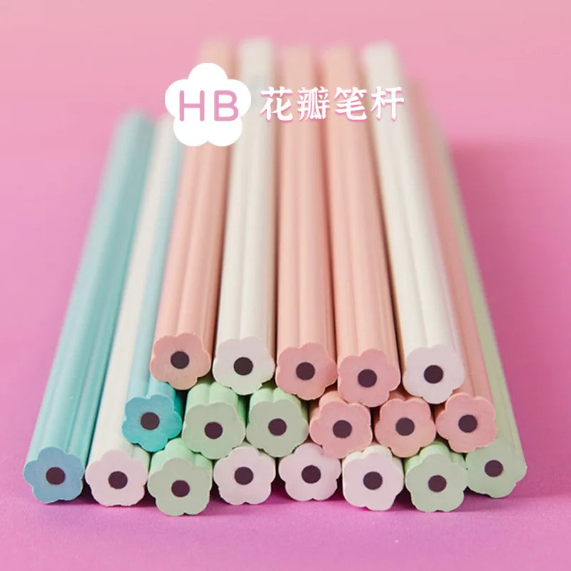 50Pcs/Pack 2B/HB Pencils Petal flower pencil love heart Standard Pencil Macaron color Cute Stationery Office School Supplies