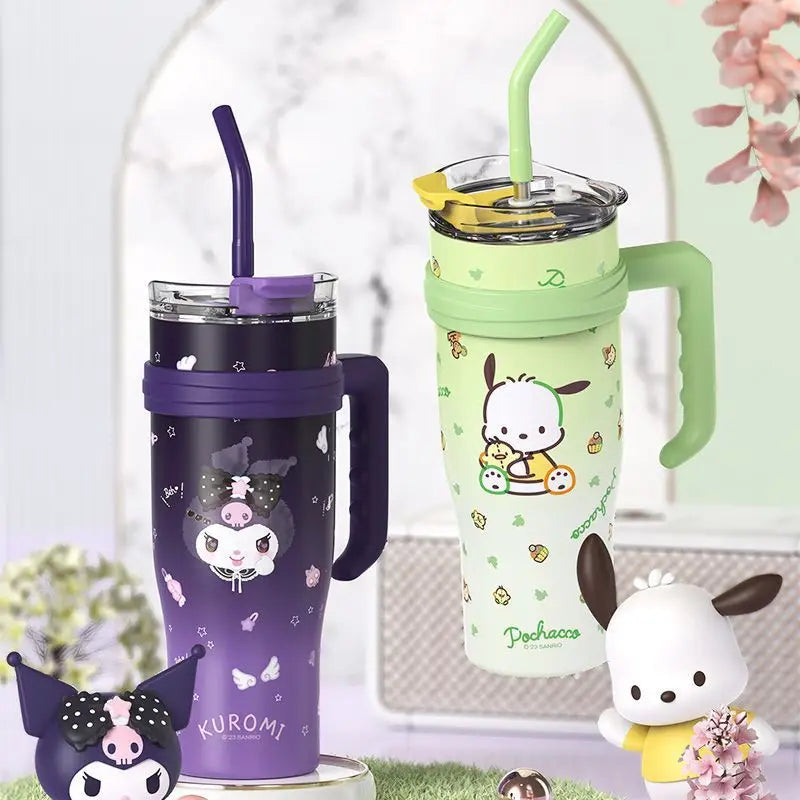 Sanrio Thermos Bottle 1200ml Kuromi Cinnamoroll Sippy Water Cup Vacuum Flask Kawaii Stainless Steel High Capacity Insulated Mug