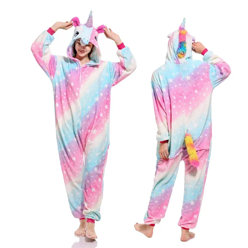 New Animal Unicorn Pajamas Adults Winter Sleepwear Kigurumi Cat Panda Unicornio Pyjamas Women Onesie Anime Costumes Jumpsuit